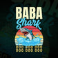 Baba Shark Father's Day Vintage Editable Vector T-shirt Design in Ai Svg Png Files