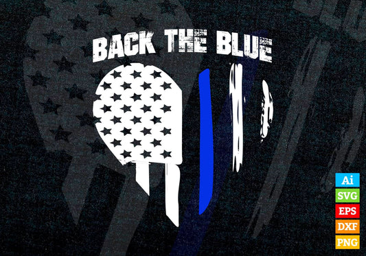 Back the Blue Thin Blue Line American Flag Police Support Editable Vector T shirt Design in Ai Png Svg Files.