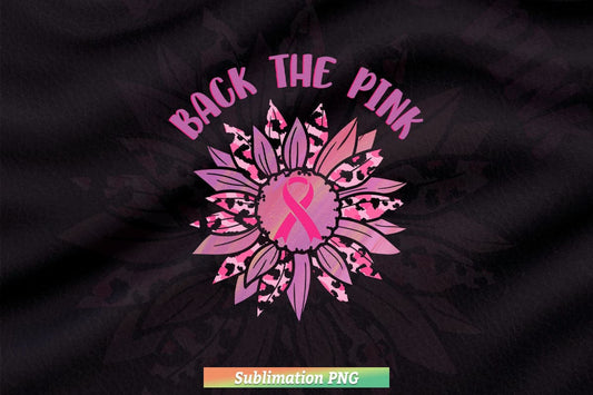 Back The Pink Ribbon Sunflower Flag Breast Cancer Awareness Png Sublimation Files.