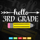 Back to School Hello 3rd Grade Vector T shirt Design Png Svg Files