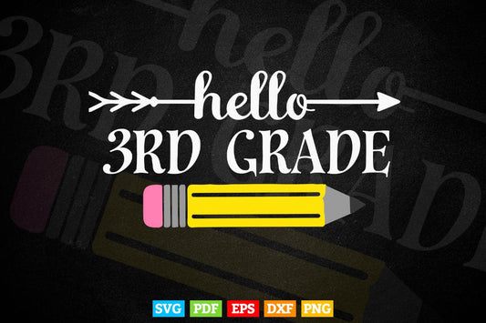 Back to School Hello 3rd Grade Vector T shirt Design Png Svg Files