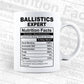 Ballistics Expert Nutrition Facts Editable Vector T-shirt Design in Ai Svg Files