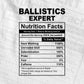 Ballistics Expert Nutrition Facts Editable Vector T-shirt Design in Ai Svg Files