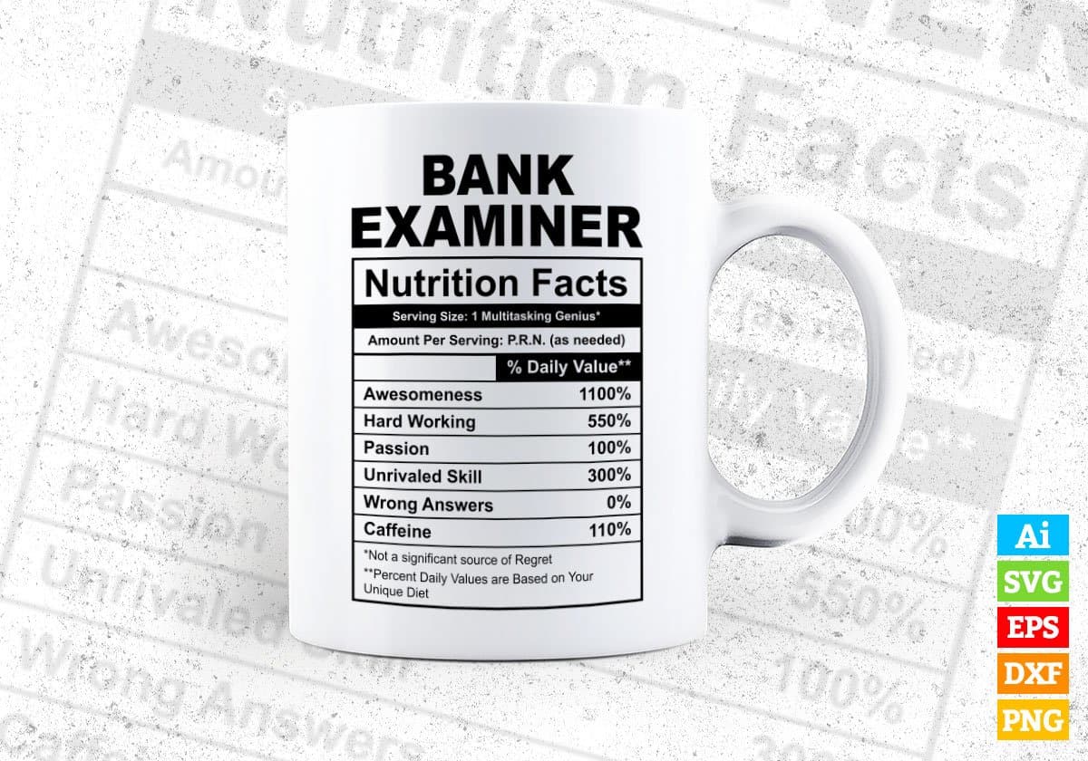 Bank Examiner Nutrition Facts Editable Vector T-shirt Design in Ai Svg Files