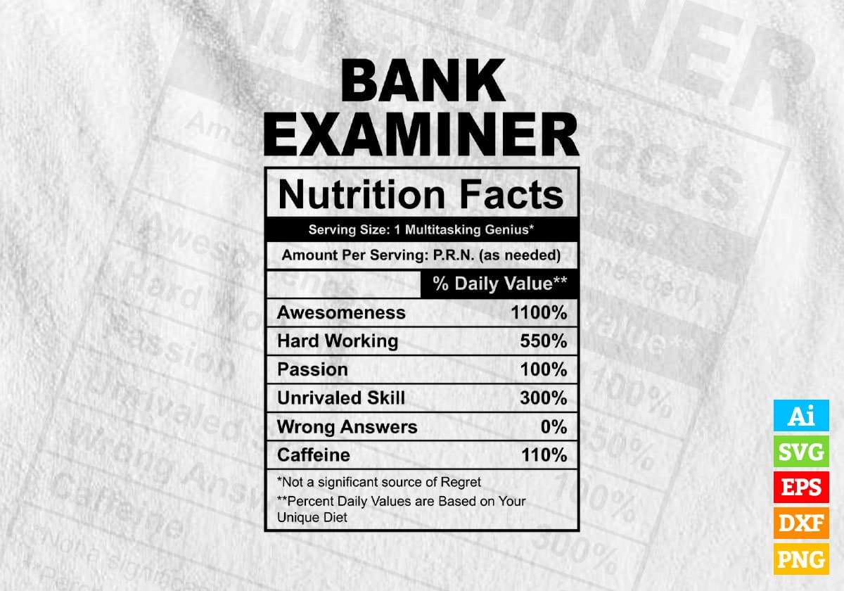 Bank Examiner Nutrition Facts Editable Vector T-shirt Design in Ai Svg Files