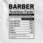 Barber Nutrition Facts Editable Vector T-shirt Design in Ai Svg Files