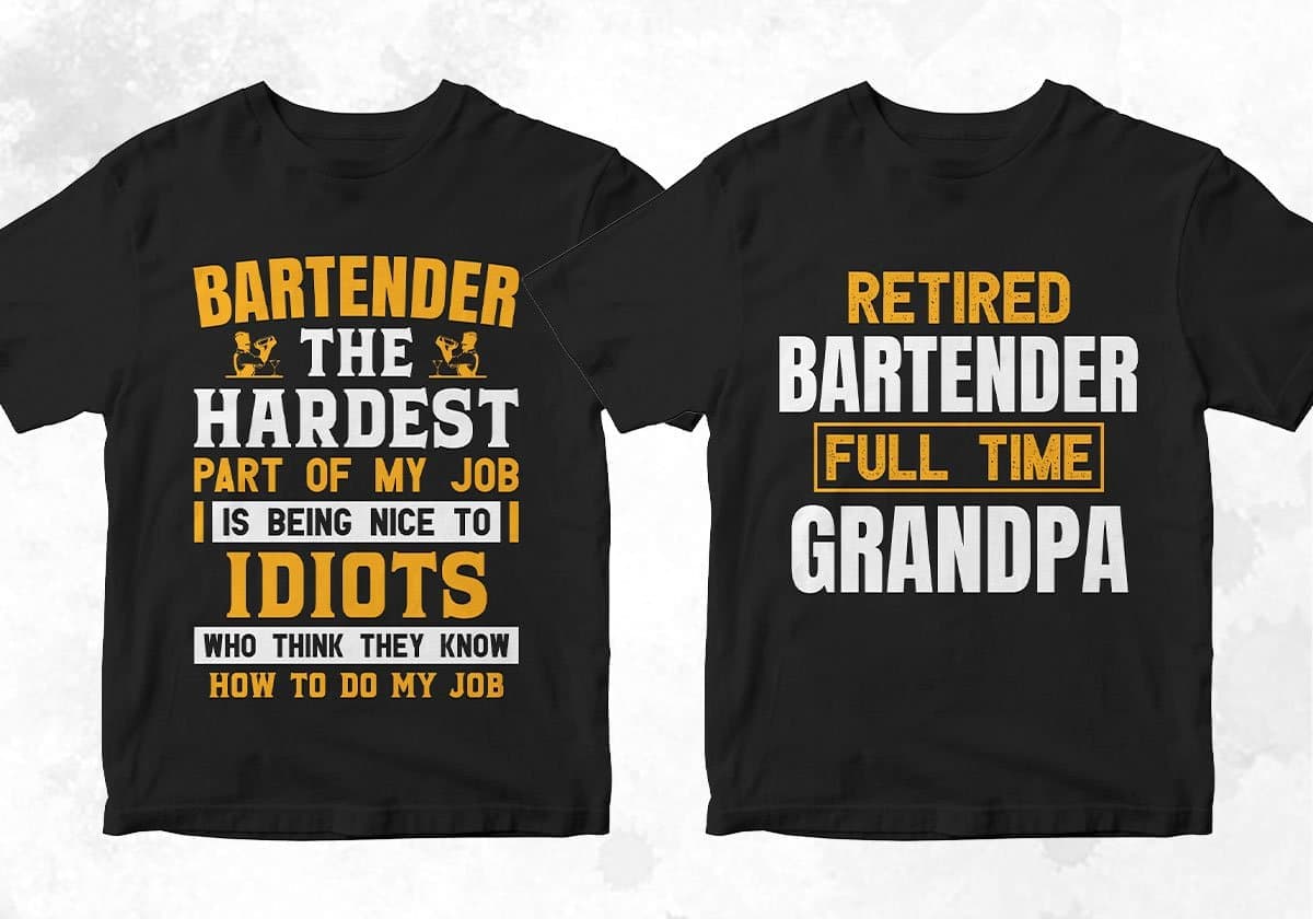 Bartender 25 Editable T-shirt Designs Bundle