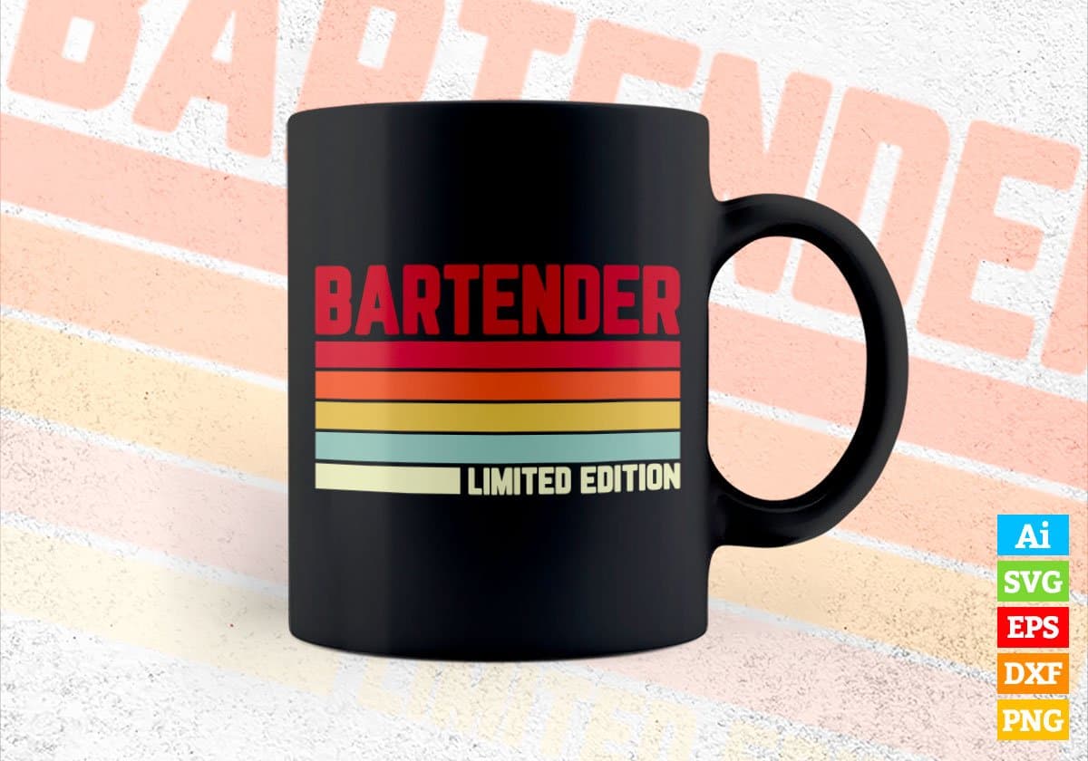 Bartender Limited Edition Editable Vector T-shirt Designs Png Svg Files