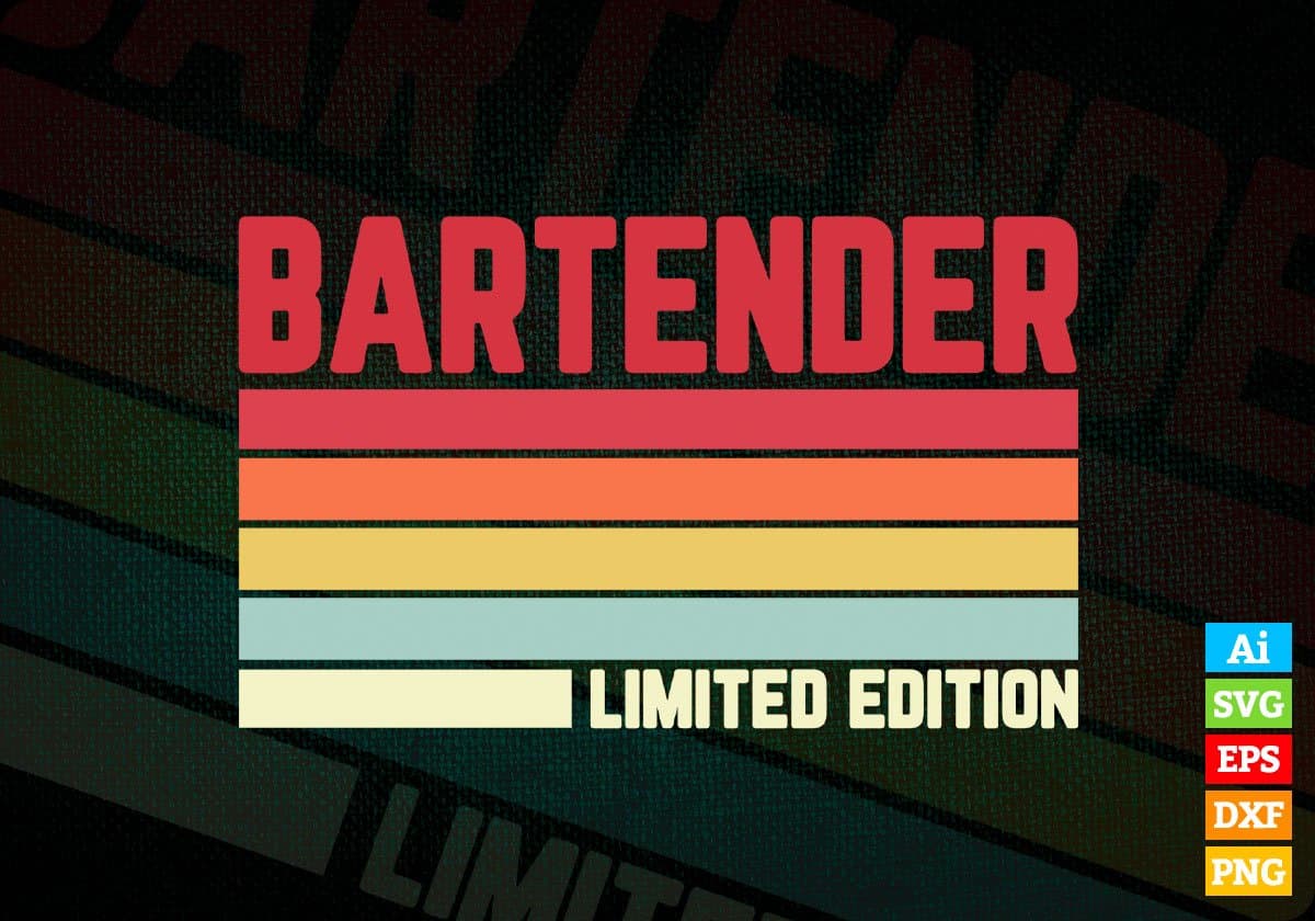 Bartender Limited Edition Editable Vector T-shirt Designs Png Svg Files