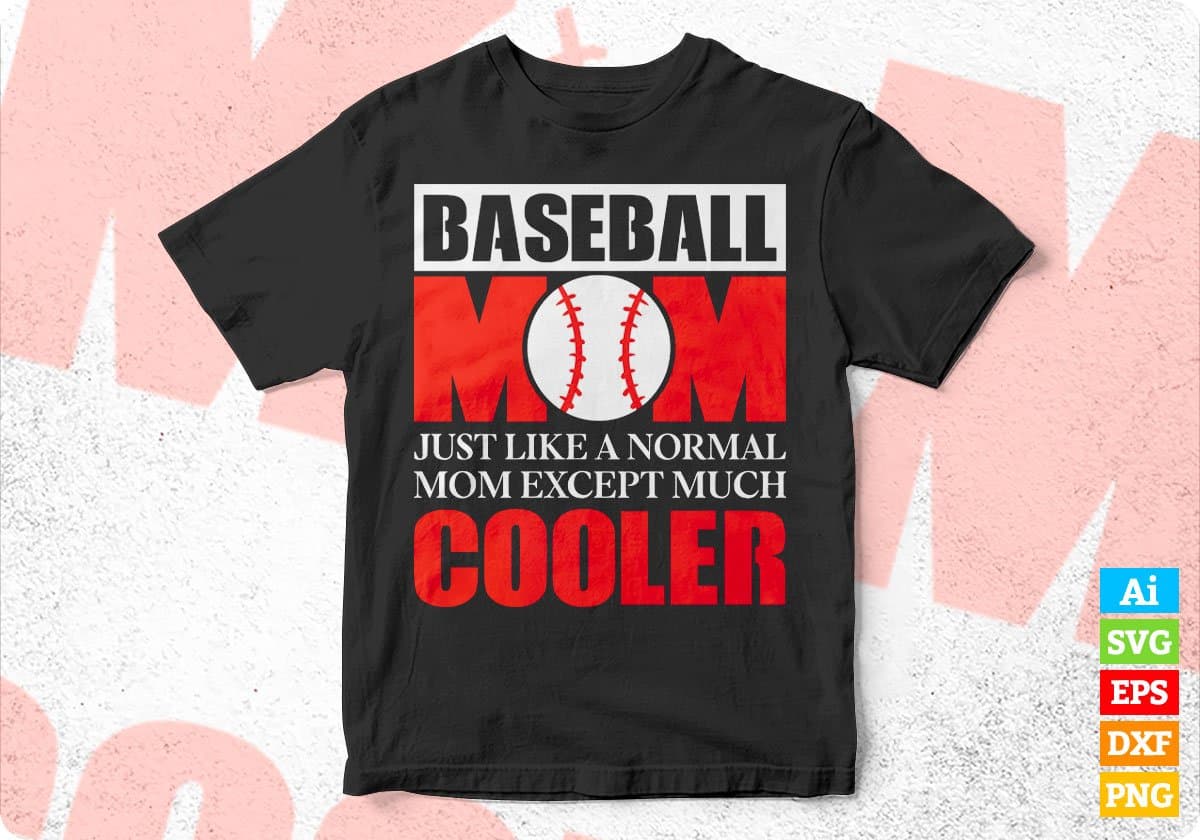 Baseball Cooler Mom Vector T-shirt Design in Ai Svg Png Files