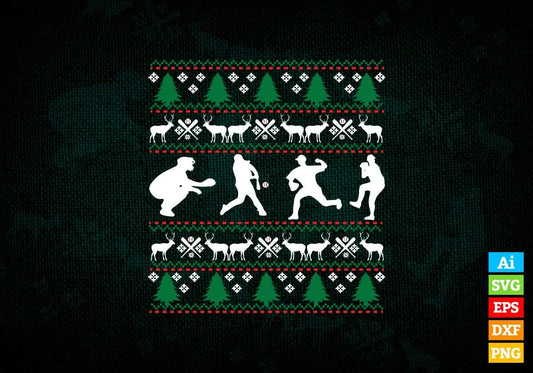 Baseball Ugly Christmas Vector T-shirt Design in Ai Svg Png Files