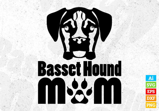 Basset Hound Mom T shirt Design In Png Svg Cutting Printable Files
