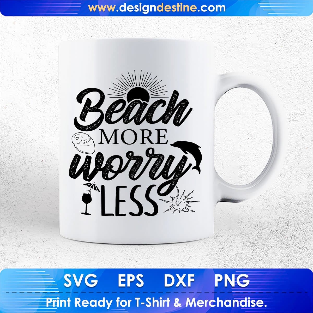 Beach More Worry Less Summer T shirt Design In Png Svg Cutting Printable Files