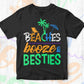 Beaches Booze Besties Summer Editable Vector T-shirt Design in Ai Svg Png Files