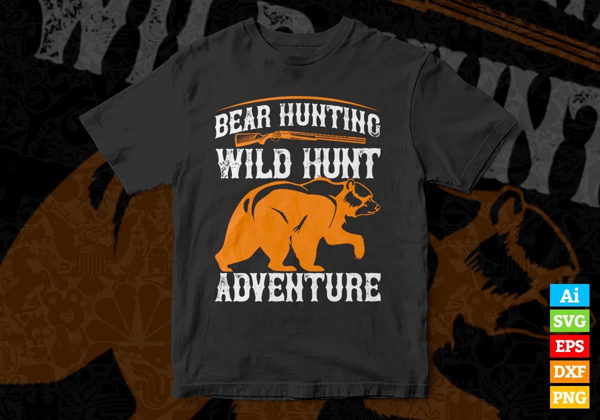 Bear Hunting Adventure Vector T shirt Design In Svg Png Printable Files