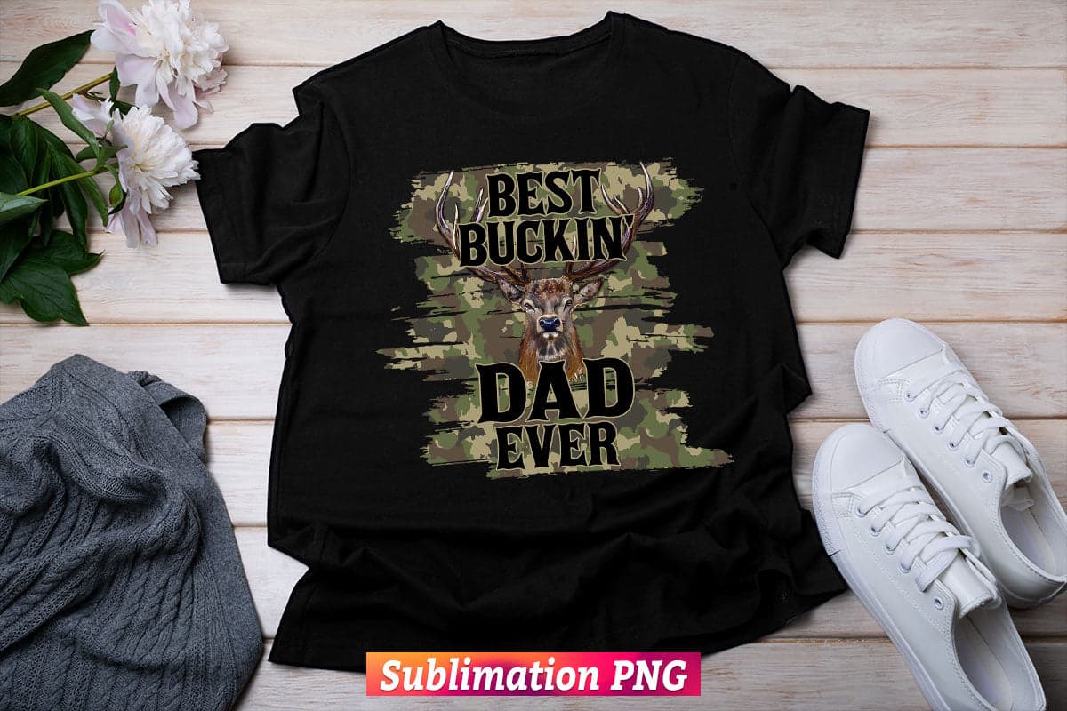 Best Buckin' Dad Ever Camouflage Leopard Hunting Fathers Day T shirt tumbler Design Sublimation Png File