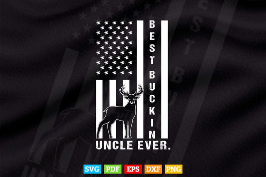 Best Buckin' Uncle Ever Camo American Flag Deer Hunting Svg T shirt Design.