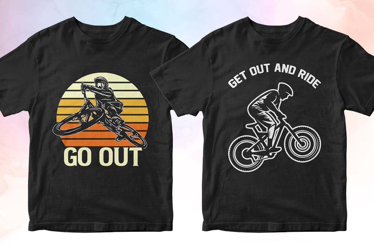 Bicycle 50 Editable T shirt Designs Bundle PSD SVG Files Vectortshirtdesigns