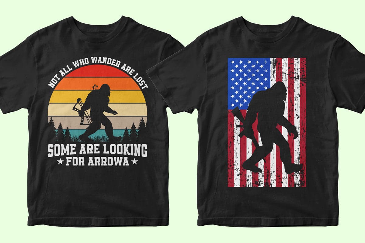 Bigfoot 50 Editable T-shirt Designs Bundle Part 1