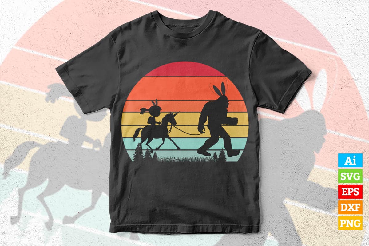 Big Foot Funny Shirt | Vintage Reto Sunset | Riding Unicorn Big Foot Funny Shirt | Vintage Reto Sunset | Riding Unicorn