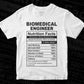 Biomedical Engineer Nutrition Facts Editable Vector T-shirt Design in Ai Svg Files