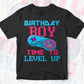 Birthday Boy Time to Level Up Video Game Birthday Editable T-Shirt Design in Ai Svg Cutting Printable Files