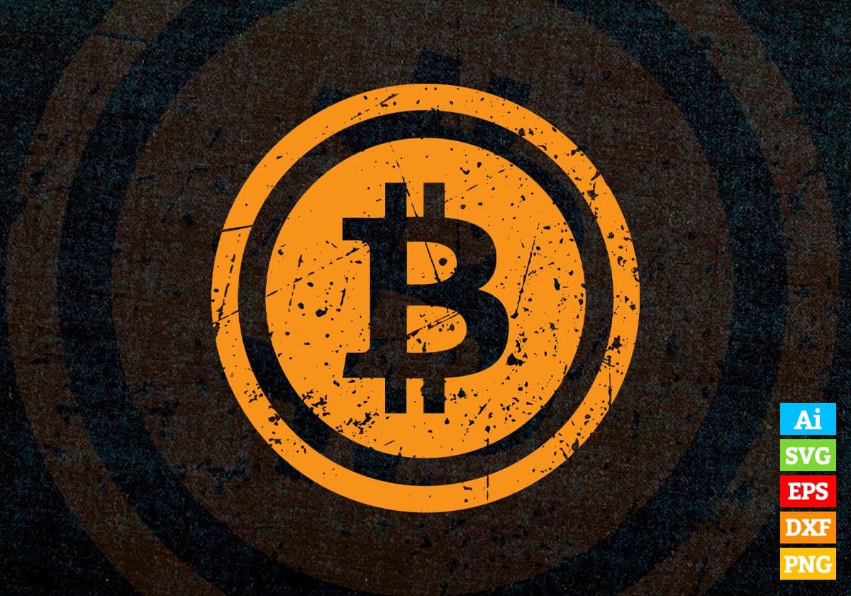 Bitcoin Logo Vintage Gold HODL Cryptocurrency Cool Editable Vector T-shirt Design in Ai Svg Png Printable Files
