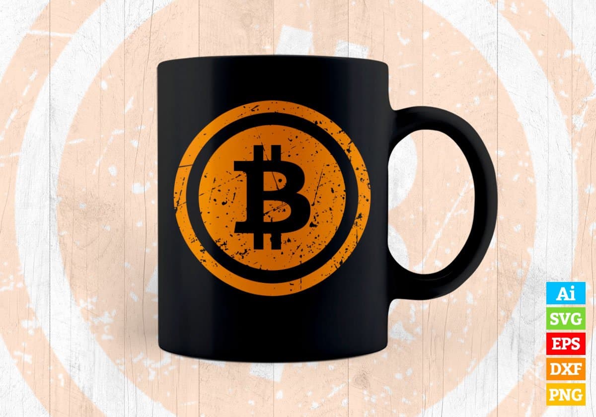 Bitcoin Logo Vintage Gold HODL Cryptocurrency Cool Editable Vector T-shirt Design in Ai Svg Png Printable Files