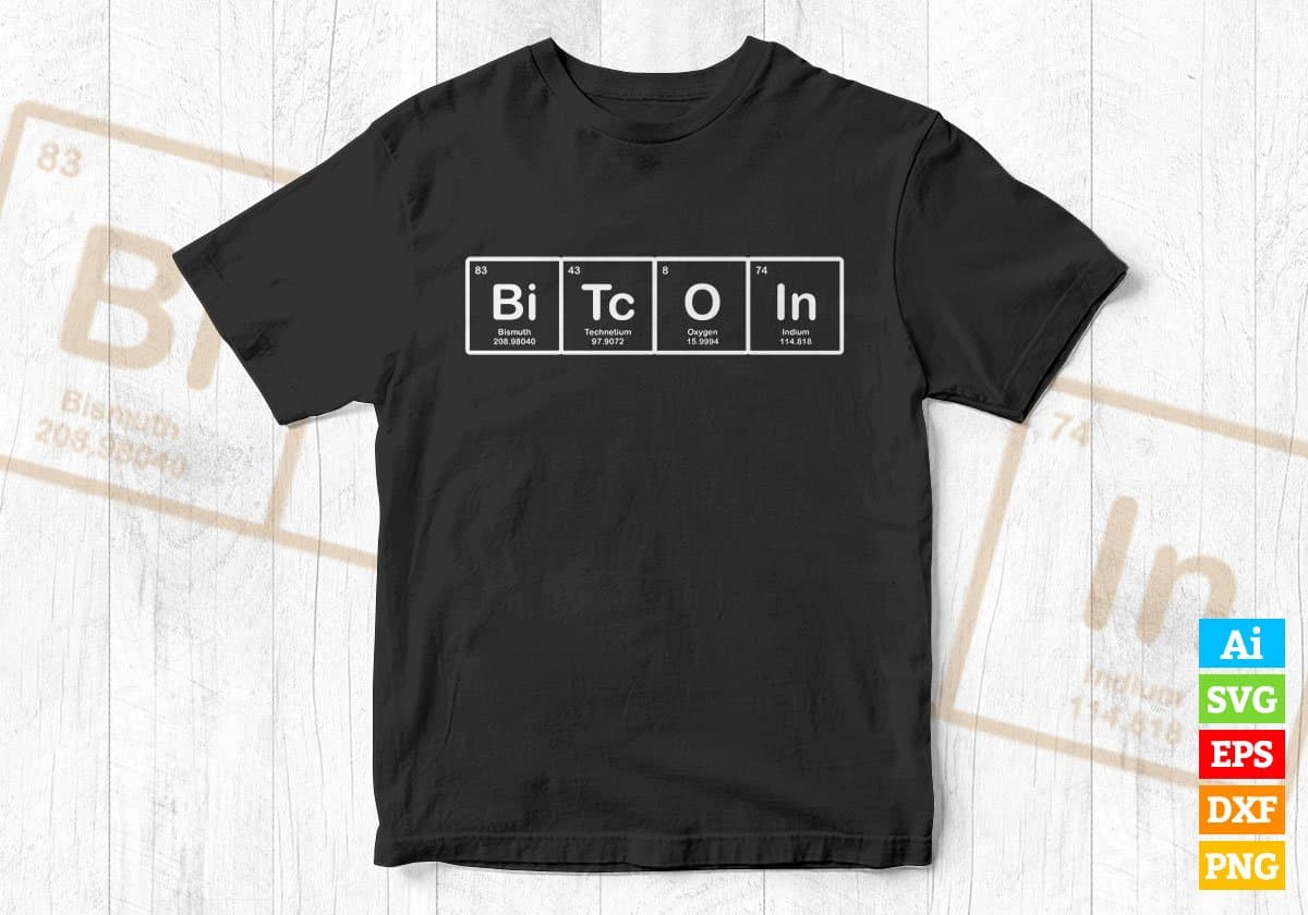 Bitcoin Periodic Table Cryptocurrency Editable Vector T-shirt Design in Ai Svg Png Printable Files