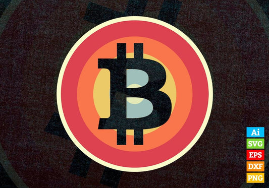 Bitcoin Vintage Crypto BTC Logo Vector T-shirt Design in Ai Svg Files