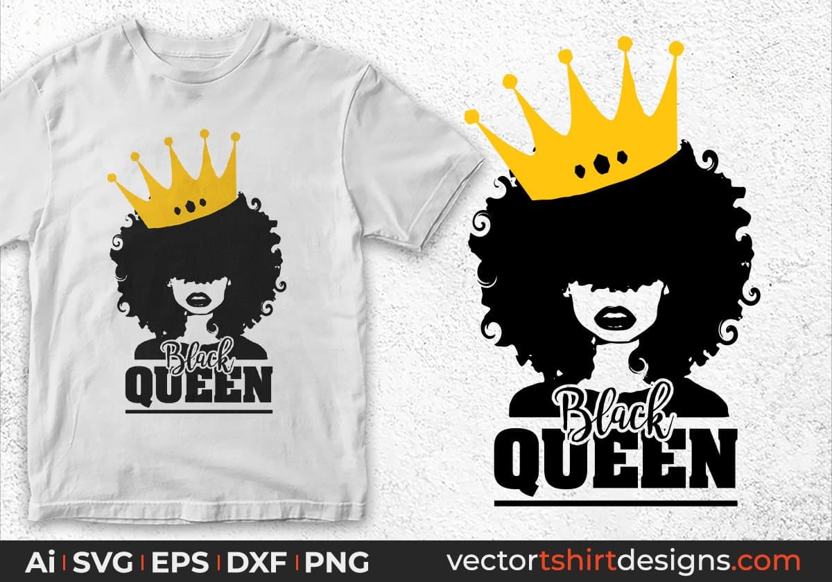 Black Queen Afro Editable T shirt Design Svg Cutting Printable Files