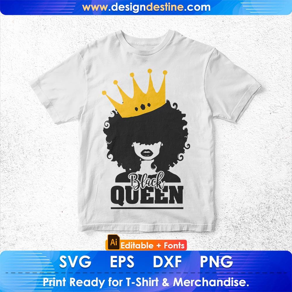 Black Queen Afro Editable T shirt Design Svg Cutting Printable Files