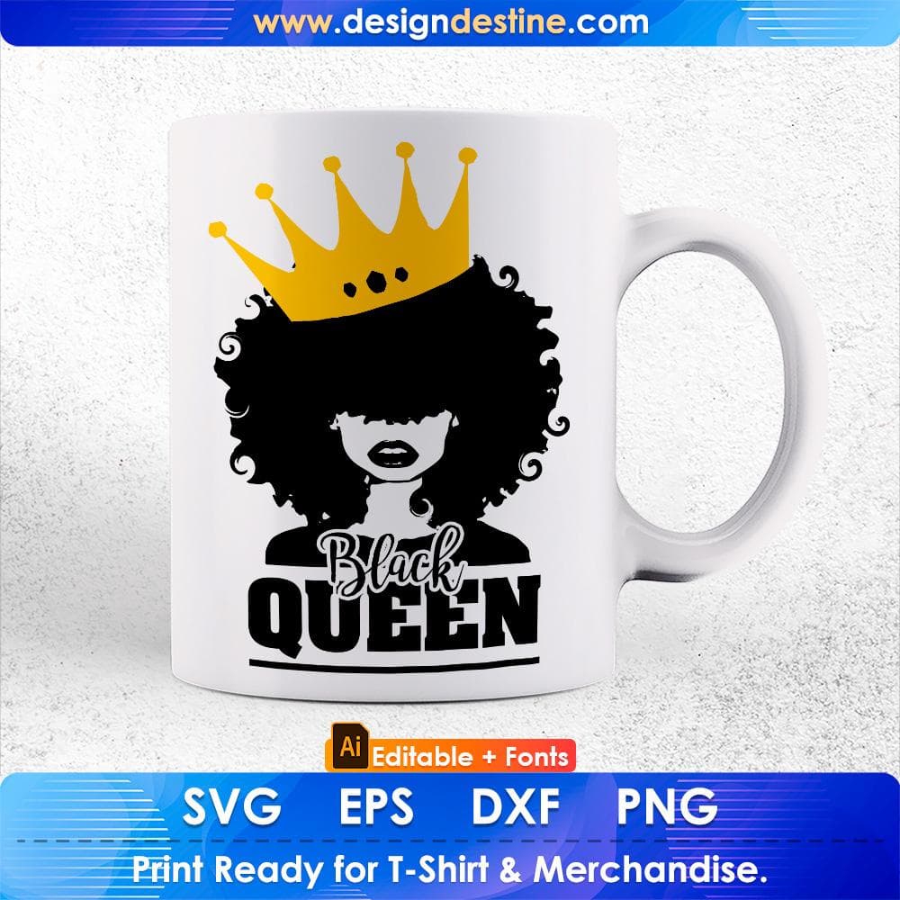 Black Queen Afro Editable T shirt Design Svg Cutting Printable Files