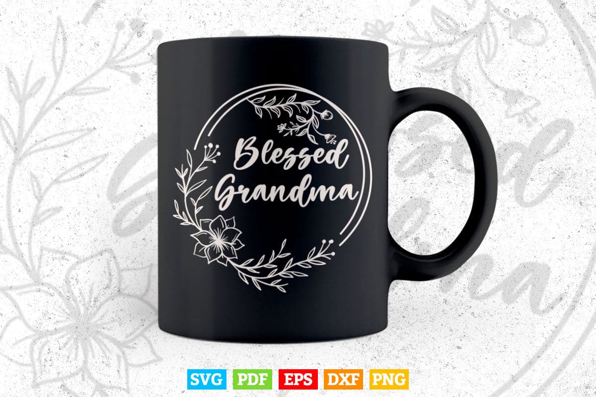 Blessed Grandma with floral heart Mother's Day Svg Png Cut Files.