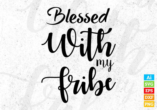 Blessed With My Tribe Merry Christmas T shirt Design In Svg Png Cutting Printable Files