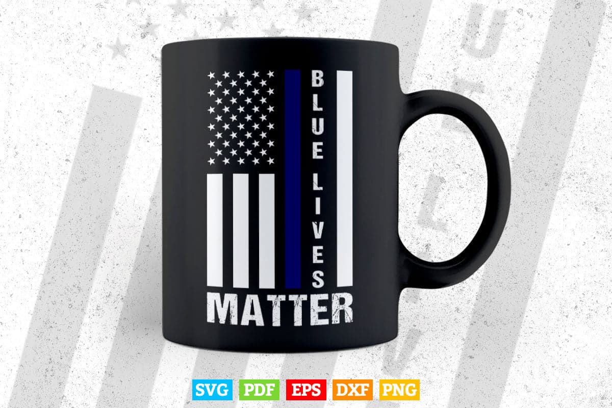 Blue Lives Matter American Flag Police Svg Cricut Files.