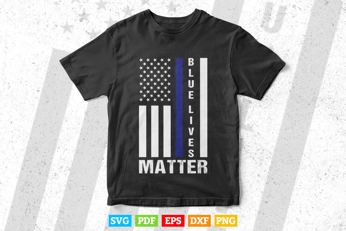 Blue Lives Matter American Flag Police Svg Cricut Files.