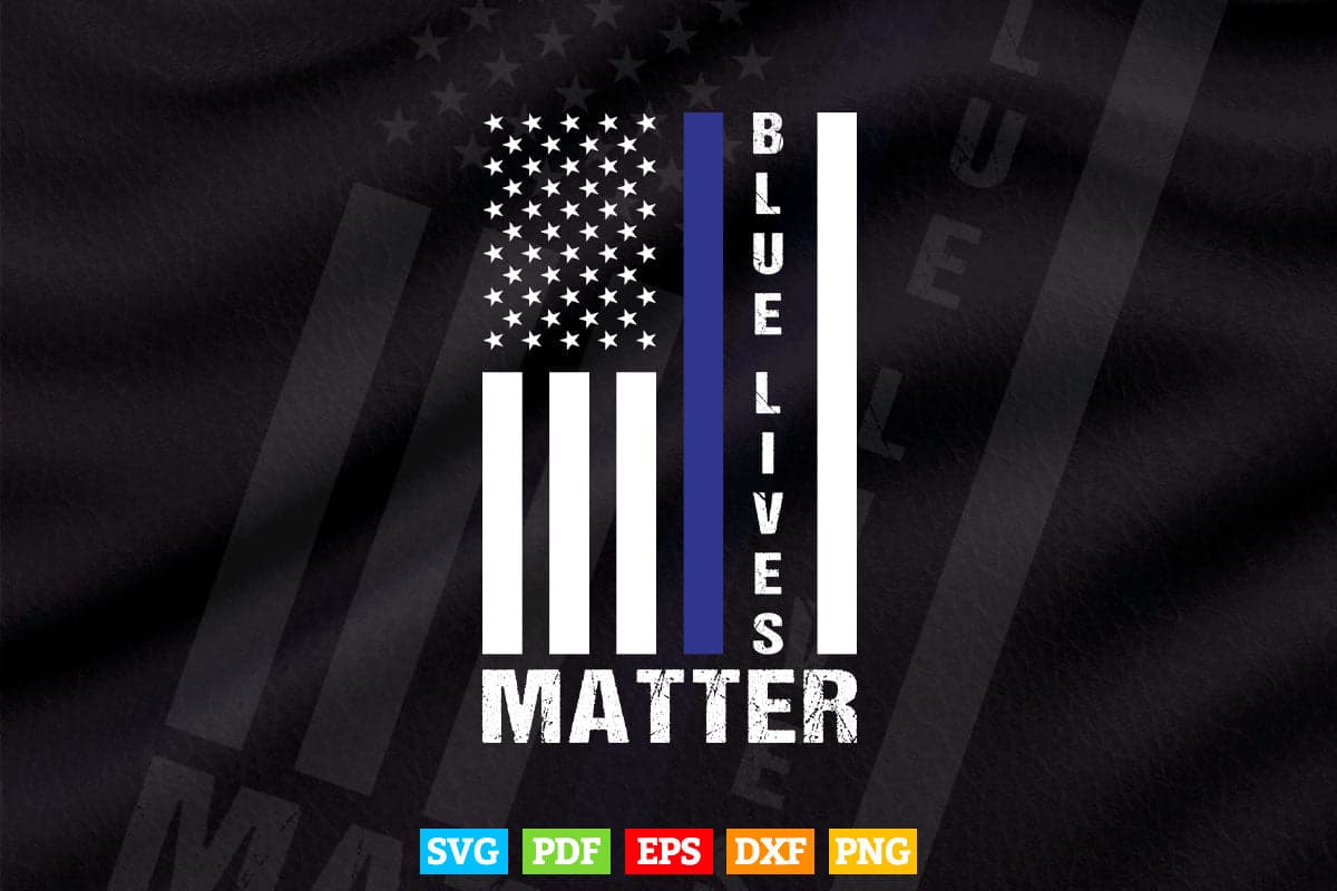 Blue Lives Matter American Flag Police Svg Cricut Files.