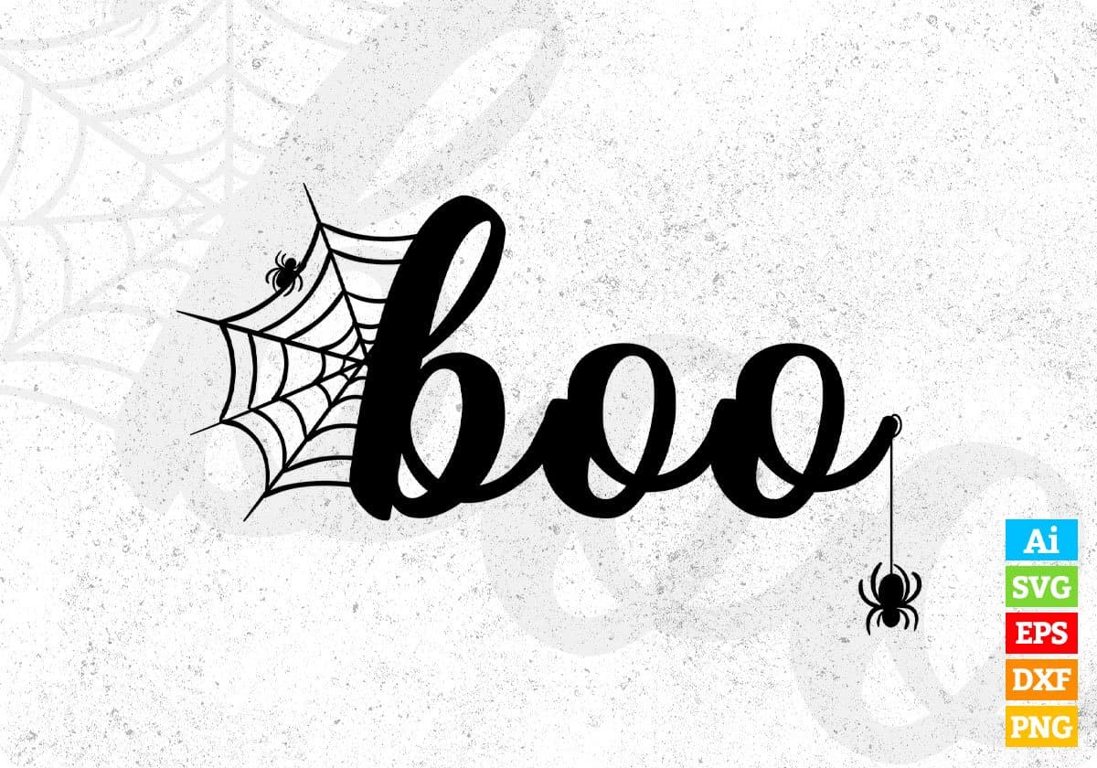 Boo Spider Halloween T shirt Design In Svg Cutting Printable Files