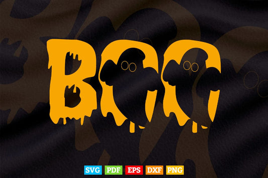 Boo With Spiders And Witch Hat Halloween Svg Png Cut Files.