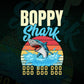Boppy Shark Father's Day Vintage Editable Vector T-shirt Design in Ai Svg Png Files