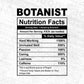 Botanist Nutrition Facts Editable Vector T-shirt Design in Ai Svg Files
