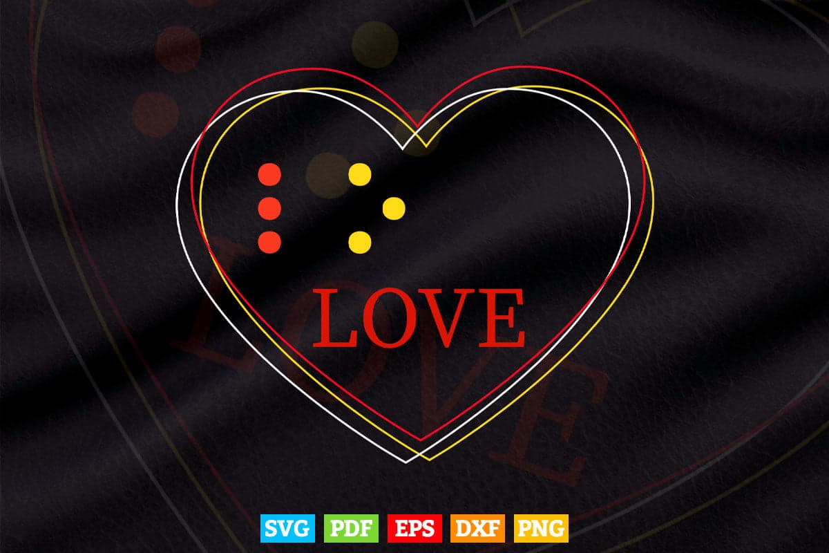 Braille Dots Makes Love Read With No Touch For Awareness Day Svg Png Files.