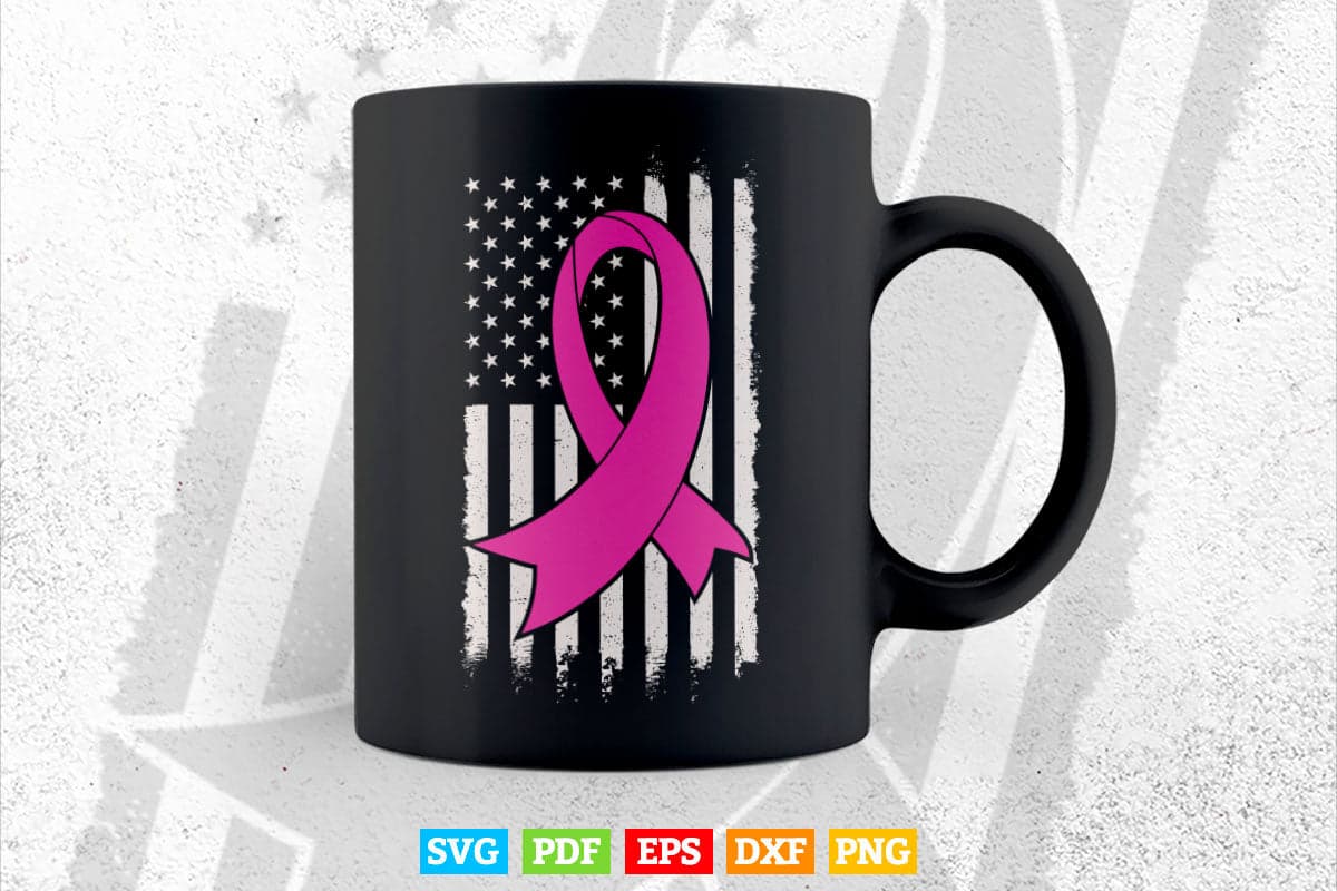 Breast Cancer Police American Flag Pink Ribbon Fighter Svg Digital Files.