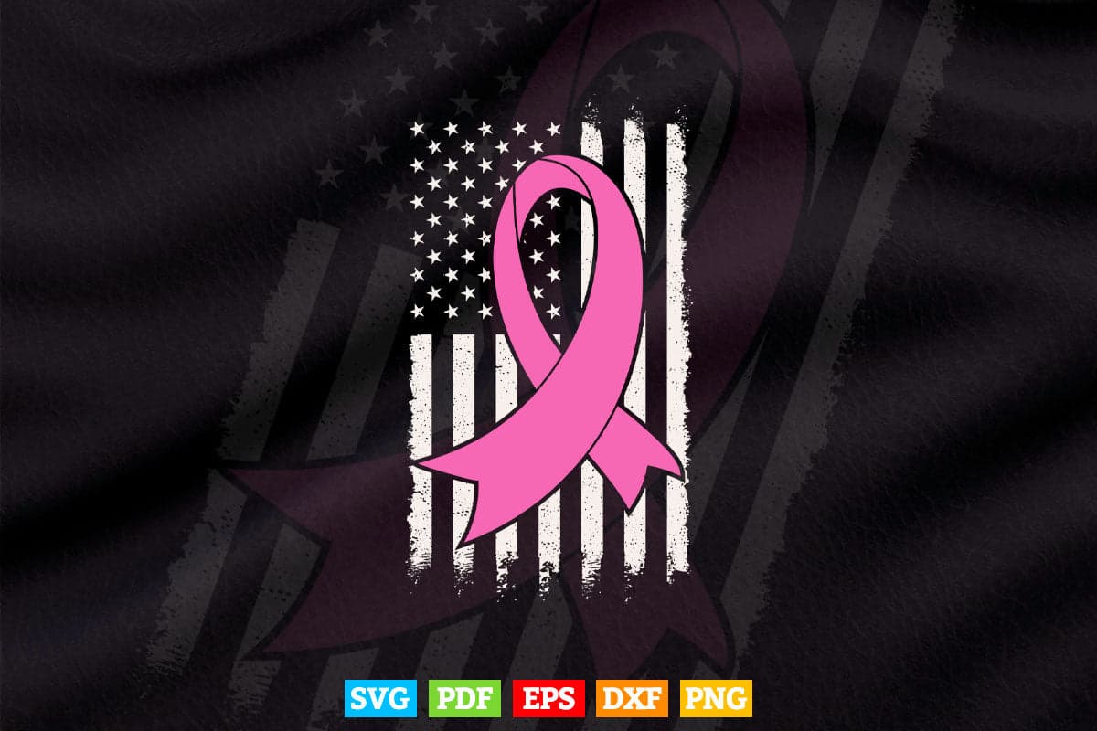 Breast Cancer Police American Flag Pink Ribbon Fighter Svg Digital Files.