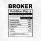 Broker Nutrition Facts Editable Vector T-shirt Design in Ai Svg Files