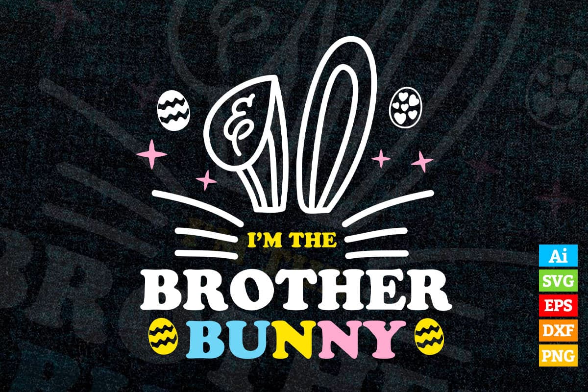 Brother Bunny Rabbit Easter Family Match Boys Kids Vector T shirt Design in Ai Png Svg Files.