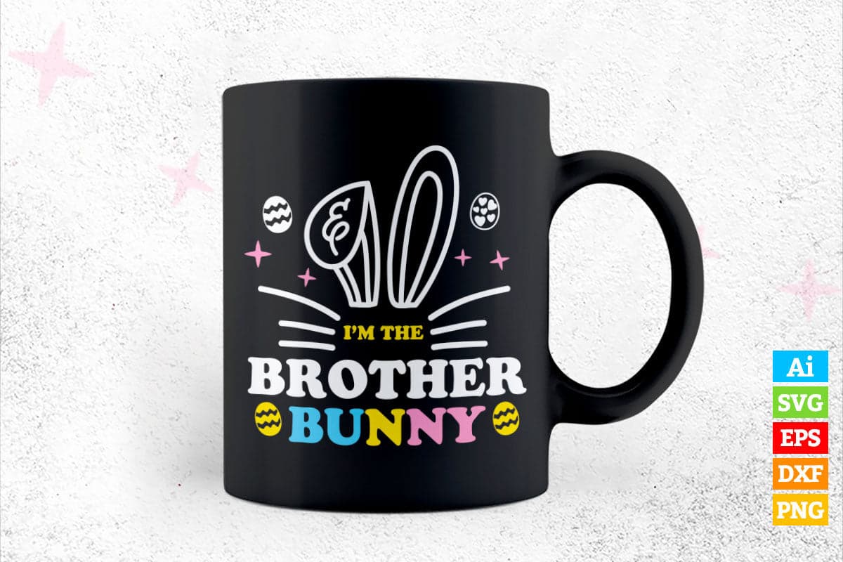 Brother Bunny Rabbit Easter Family Match Boys Kids Vector T shirt Design in Ai Png Svg Files.