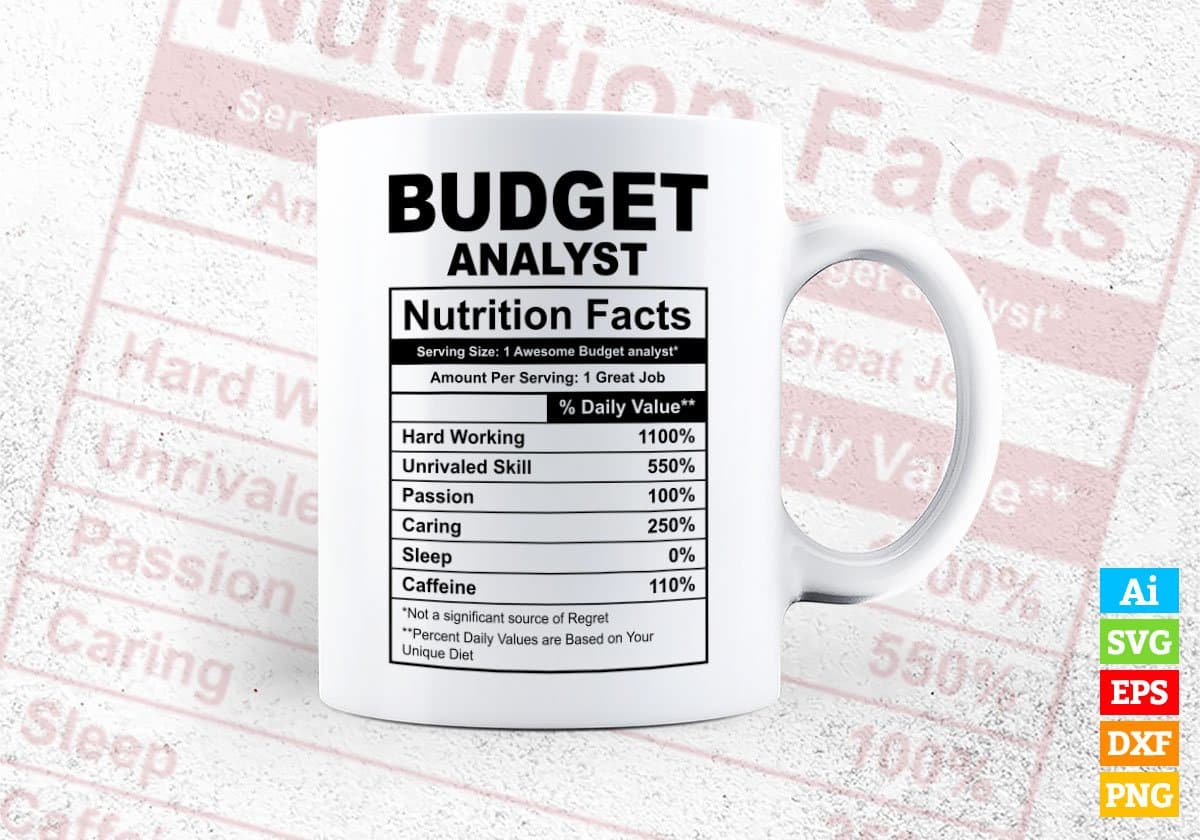 Budget Analyst Nutrition Facts Editable Vector T-shirt Design in Ai Svg Files