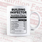Building Inspector Nutrition Facts Editable Vector T-shirt Design in Ai Svg Files